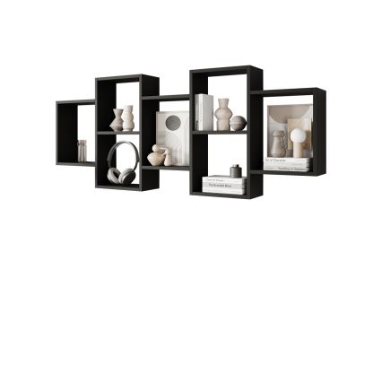 Επιτοίχιο ράφι TRIO 161x65 εκ. μαύρο