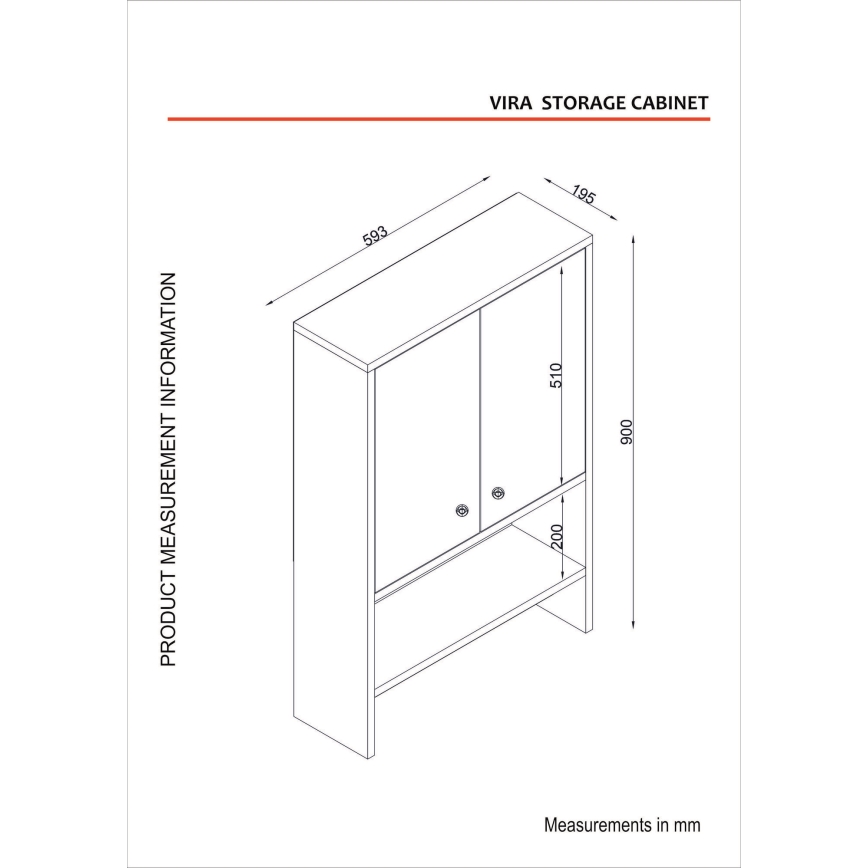 Επιτοίχιο ντουλάπι μπάνιου VIRA 90x59 cm λευκό