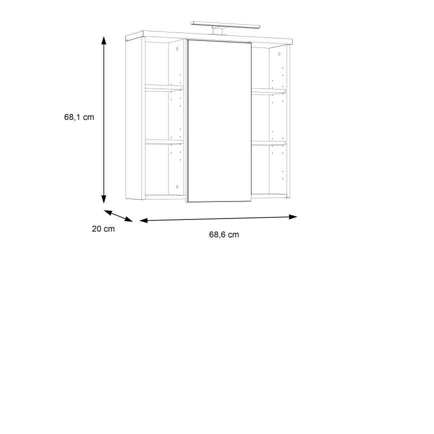 Επιτοίχιο ντουλάπι μπάνιου με καθρέφτη VENOM, λευκό/Sonoma δρυς