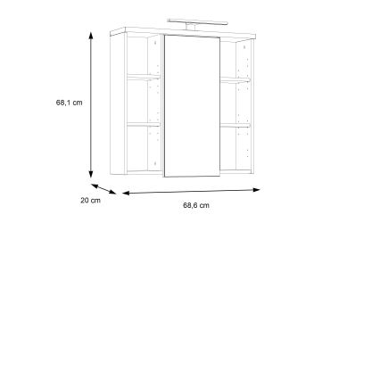 Επιτοίχιο ντουλάπι μπάνιου με καθρέφτη VENOM σε ανθρακί/καφέ