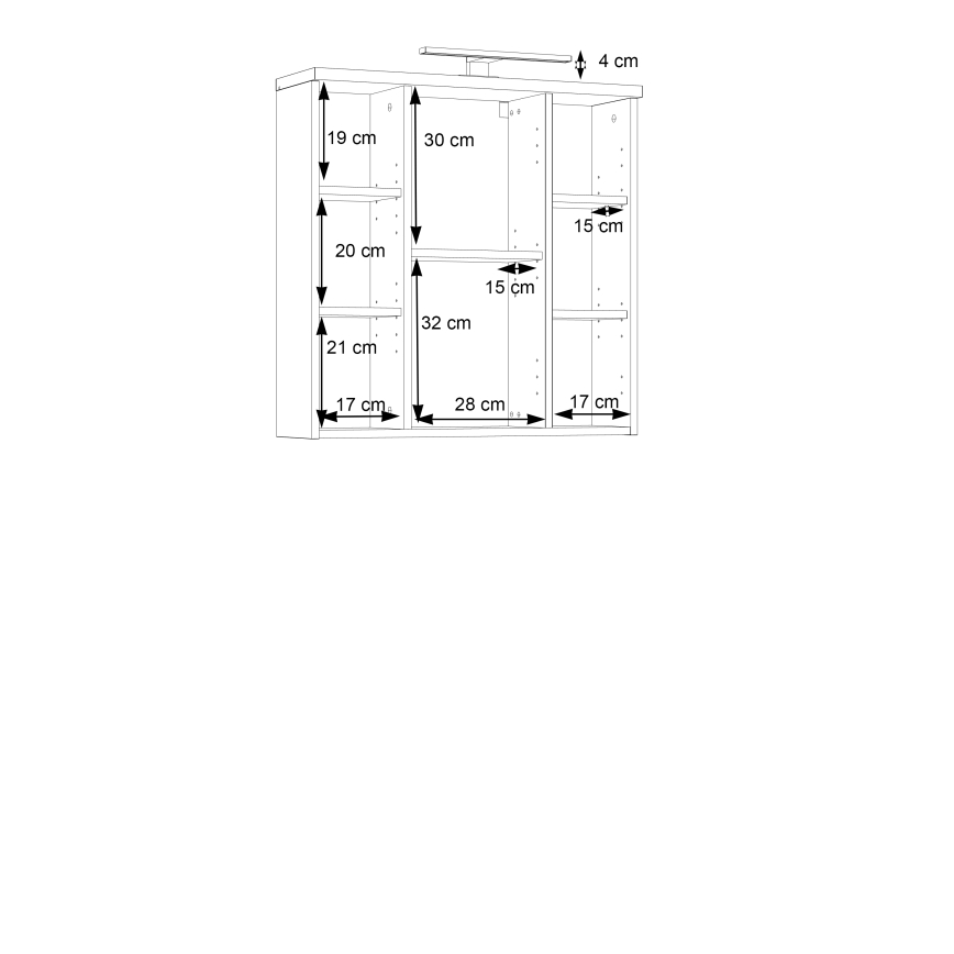 Επιτοίχιο ντουλάπι μπάνιου με καθρέφτη VENOM σε ανθρακί/καφέ