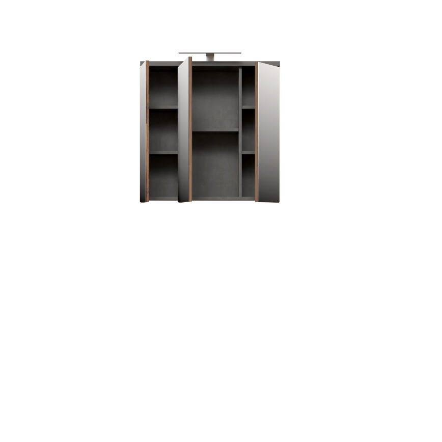 Επιτοίχιο ντουλάπι μπάνιου με καθρέφτη VENOM σε ανθρακί/καφέ