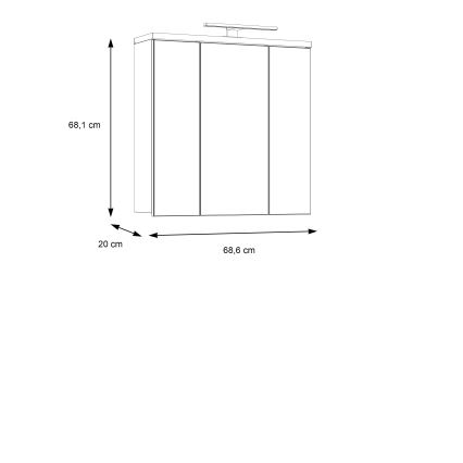 Επιτοίχιο ντουλάπι μπάνιου με καθρέφτη VENOM σε ανθρακί/καφέ