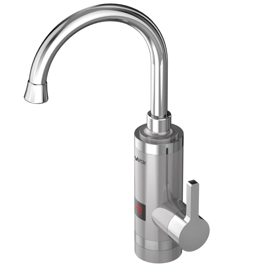 Επιτοίχιος ταχυθερμαντήρας μπάνιου with LED οθόνη 3000W/230V IPX4 ανοξείδωτο ατσάλι