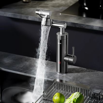 Επιτοίχιος ταχυθερμαντήρας μπάνιου με LED οθόνη 3000W/230V IPX4 ανθρακί