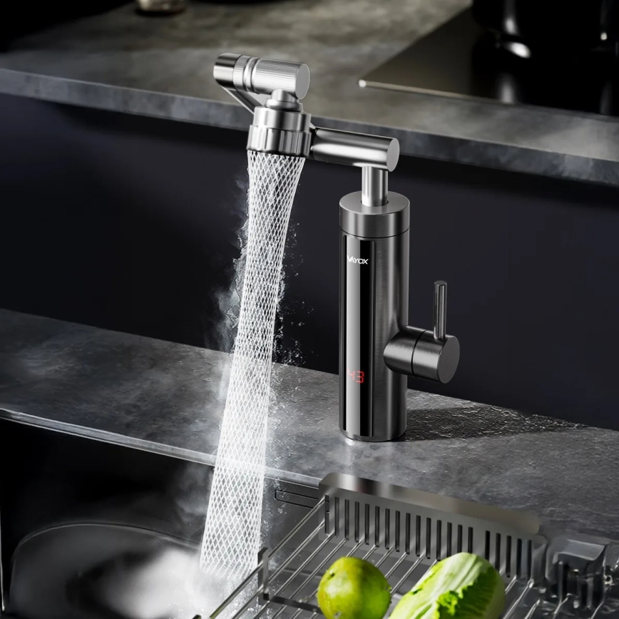 Επιτοίχιος ταχυθερμαντήρας μπάνιου με LED οθόνη 3000W/230V IPX4 ανθρακί