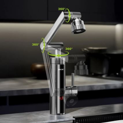 Επιτοίχιος ταχυθερμαντήρας μπάνιου με LED οθόνη 3000W/230V IPX4 ανθρακί