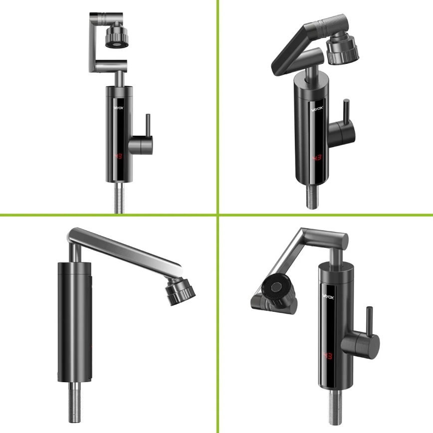 Επιτοίχιος ταχυθερμαντήρας μπάνιου με LED οθόνη 3000W/230V IPX4 ανθρακί