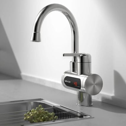 Επιτοίχιος ταχυθερμαντήρας μπάνιου με LED οθόνη 3000W/230V IPX4 ανοξείδωτο ατσάλι