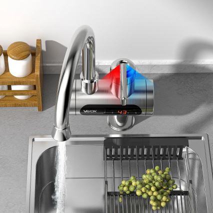 Επιτοίχιος ταχυθερμαντήρας μπάνιου με LED οθόνη 3000W/230V IPX4 ανοξείδωτο ατσάλι