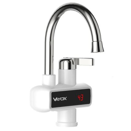 Επιτοίχιος ταχυθερμαντήρας μπάνιου με  LED οθόνη 3000W/230V IPX4 λευκό