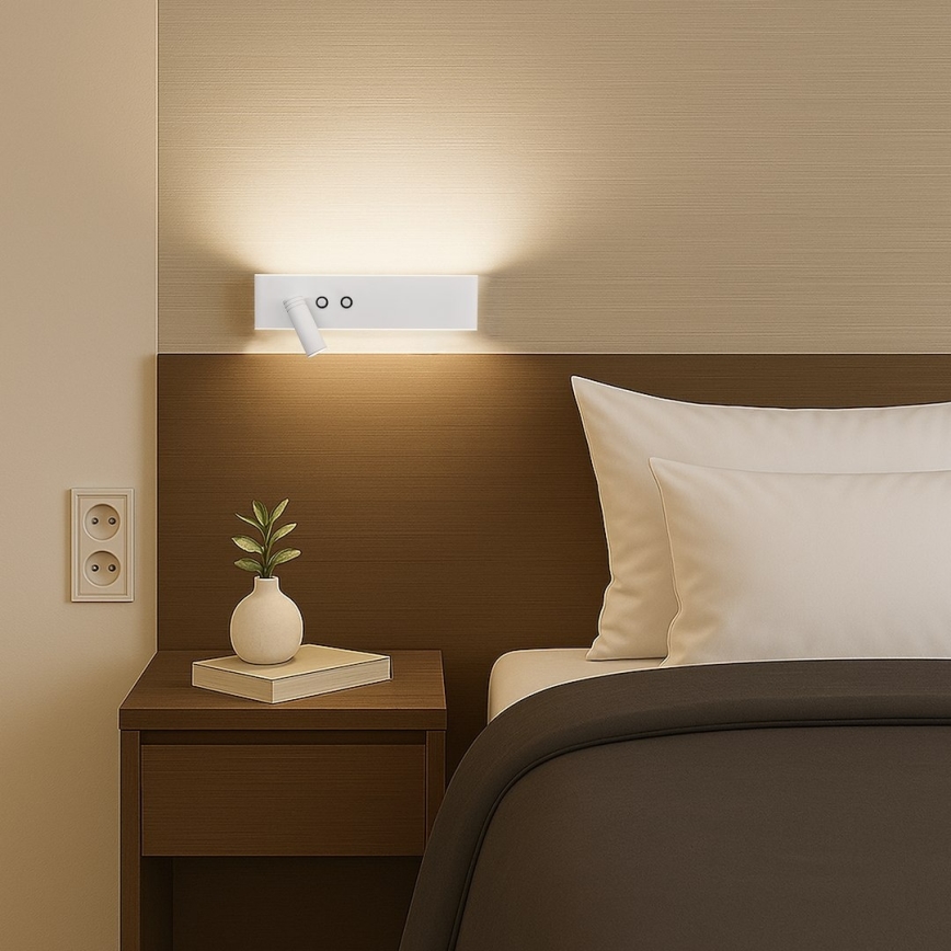 Επίτοιχο σποτ RESORT LED/10W/230V + LED/3W, λευκό, αριστερό