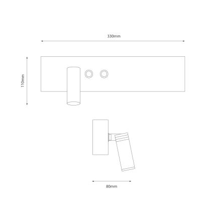 Επίτοιχο σποτ RESORT LED/10W/230V + LED/3W, λευκό, αριστερό