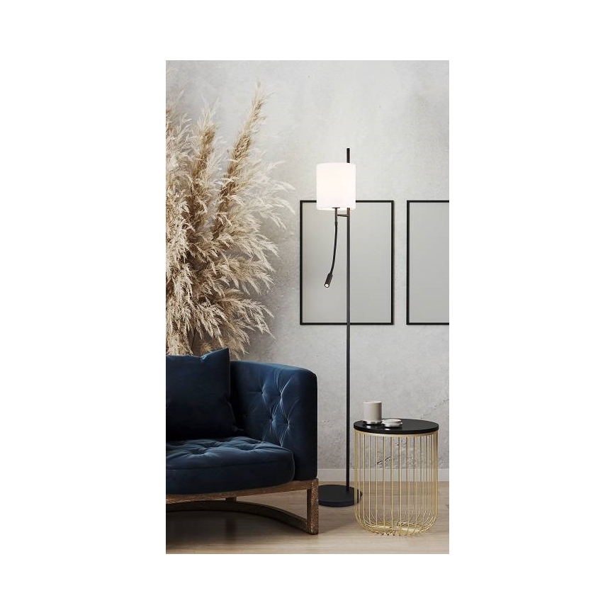 Επιδαπέδια λάμπα LED TOKYO 1xE27/40W/230V + LED/3W μαύρο/λευκό