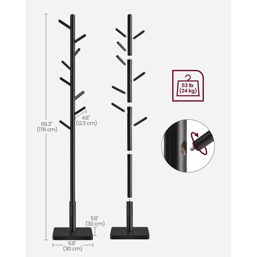 Επιδαπέδια κρεμάστρα LINEA, μαύρη