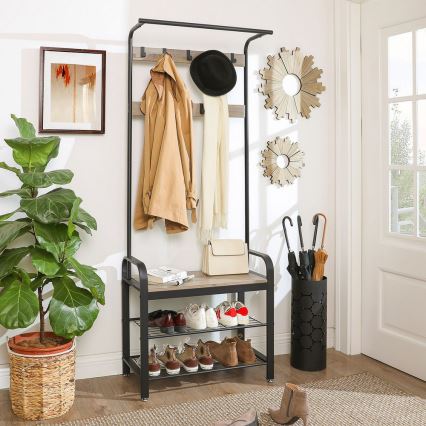 Επιδαπέδια κρεμάστρα NAVOR καφέ/μαύρο