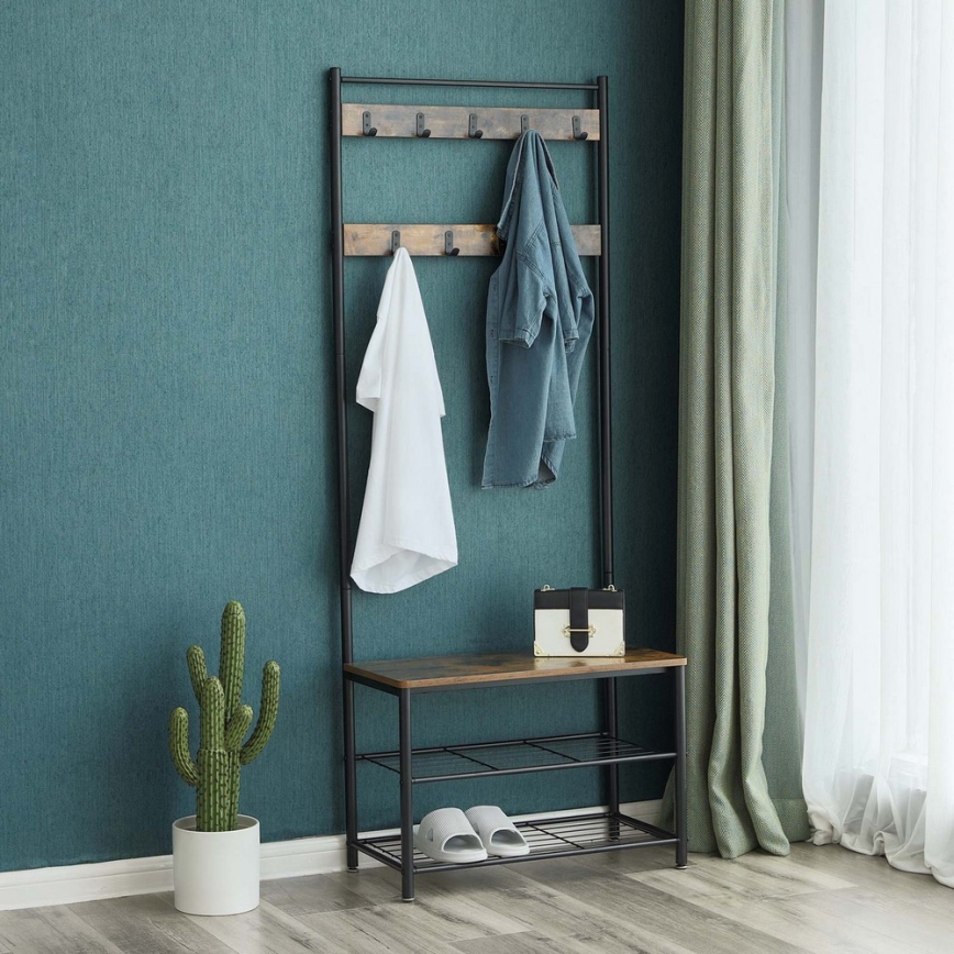 Επιδαπέδια κρεμάστρα NAVOR σε καφέ/μαύρο