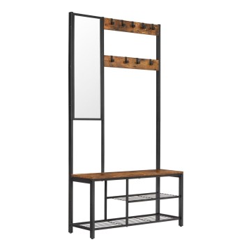 Επιδαπέδια κρεμάστρα με καθρέφτη NAVOR καφέ/μαύρο