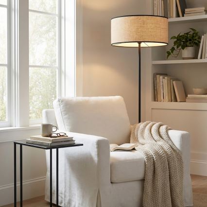 Επιδαπέδιο φωτιστικό ECO 1xE27/15W/230V μπεζ/ρατάν