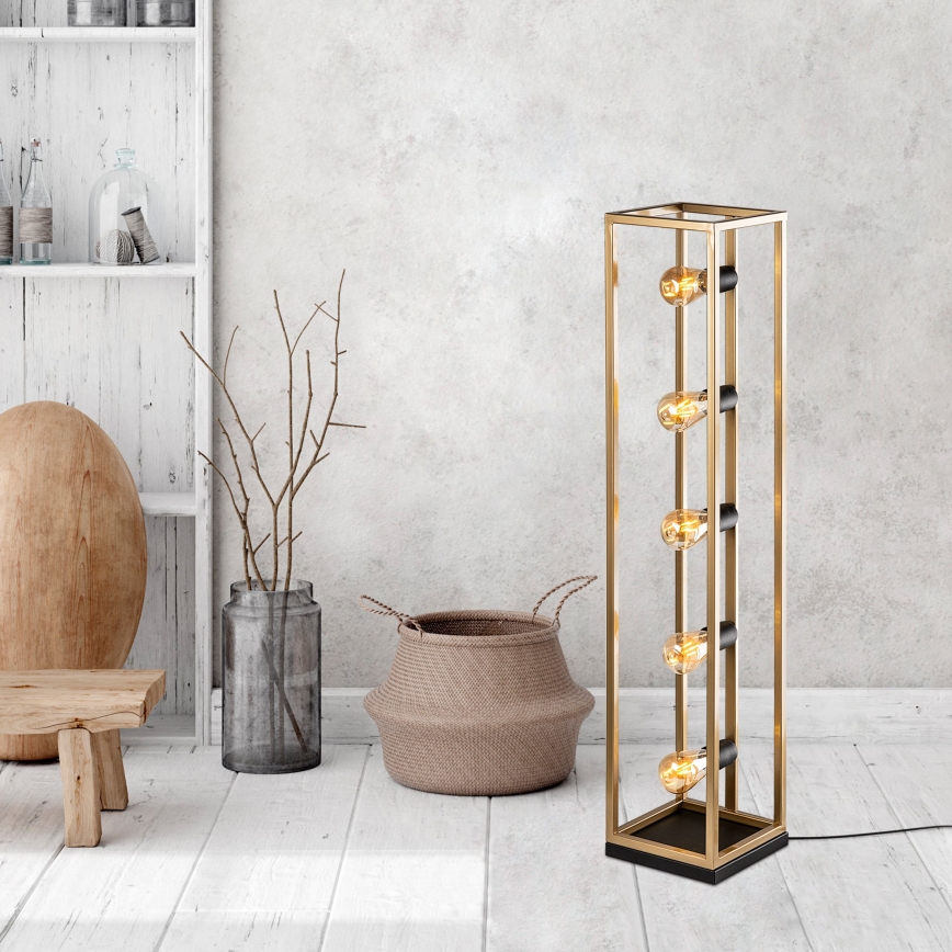 Επιδαπέδιο φωτιστικό KAFES 5xE27/40W/230V χρυσό