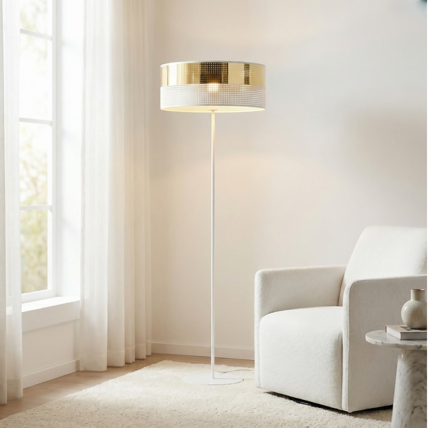 Επιδαπέδιο φωτιστικό LUX 1xE27/15W/230V λευκό/χρυσό