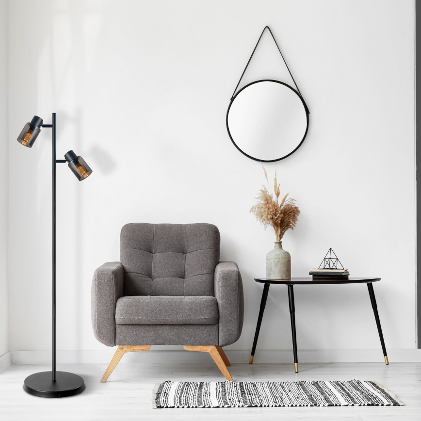 Επιδαπέδιο φωτιστικό REBECCA 2xE14/8W/230V μαύρο/καπνιστό