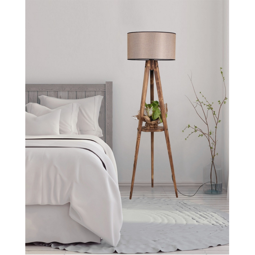 Επιδαπέδιο φωτιστικό TRIPOD 1xE27/60W/230V μπεζ/καφέ