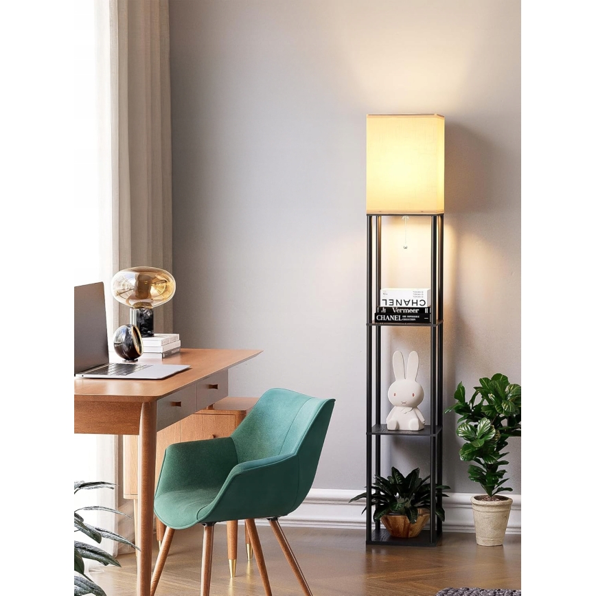 Επιδαπέδιο φωτιστικό με ράφια 1xE27/40W/230V 160 cm μαύρο/λευκό