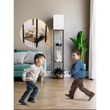 Επιδαπέδιο φωτιστικό με ράφια 1xE27/40W/230V 160 cm μαύρο/λευκό