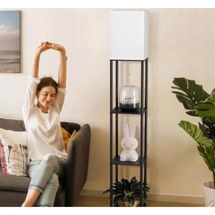 Επιδαπέδιο φωτιστικό με ράφια 1xE27/40W/230V 160 cm μαύρο/λευκό