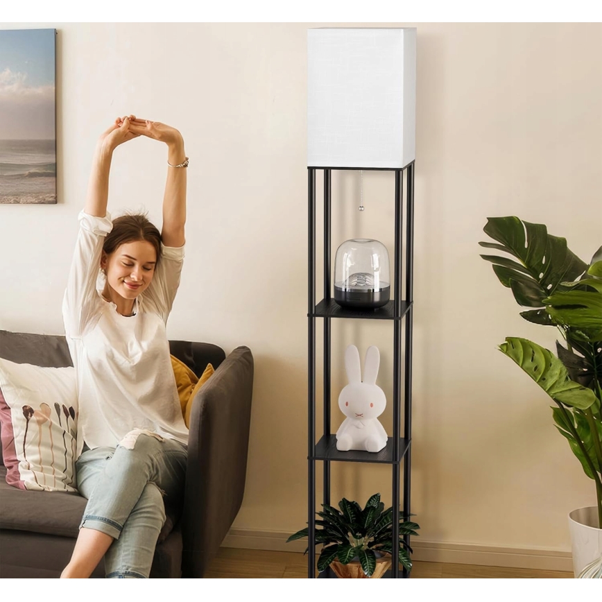 Επιδαπέδιο φωτιστικό με ράφια 1xE27/40W/230V 160 cm μαύρο/λευκό