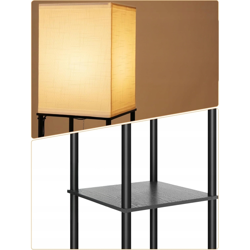 Επιδαπέδιο φωτιστικό με ράφια 1xE27/40W/230V 160 cm μαύρο/λευκό