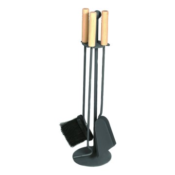 Εργαλεία τζακιού 4 τμχ ανθρακί/ερυθρελάτη