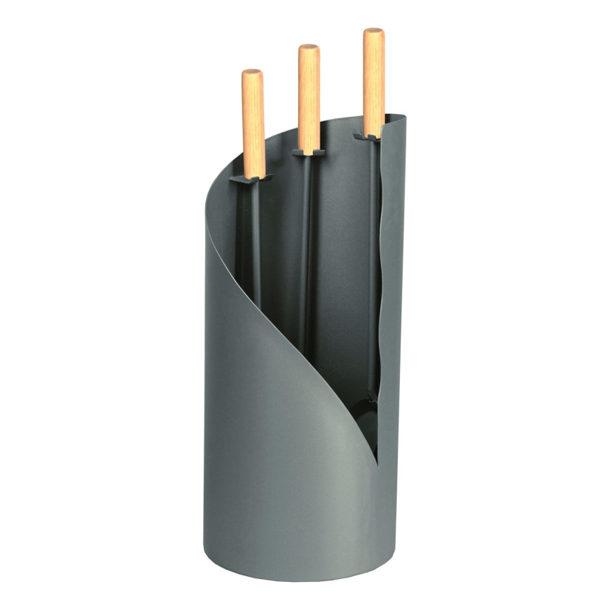 Εργαλεία τζακιού 4 τμχ ανθρακί/ερυθρελάτη