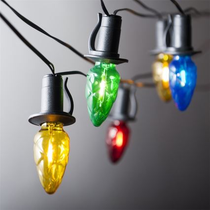 Επεκτάσιμη εξωτερική LED γιρλάντα CONE FILAMENT 20xE10 14m πολύχρωμη/ζεστό λευκό IP44, Κατασκευασμένο στην ΕΕ