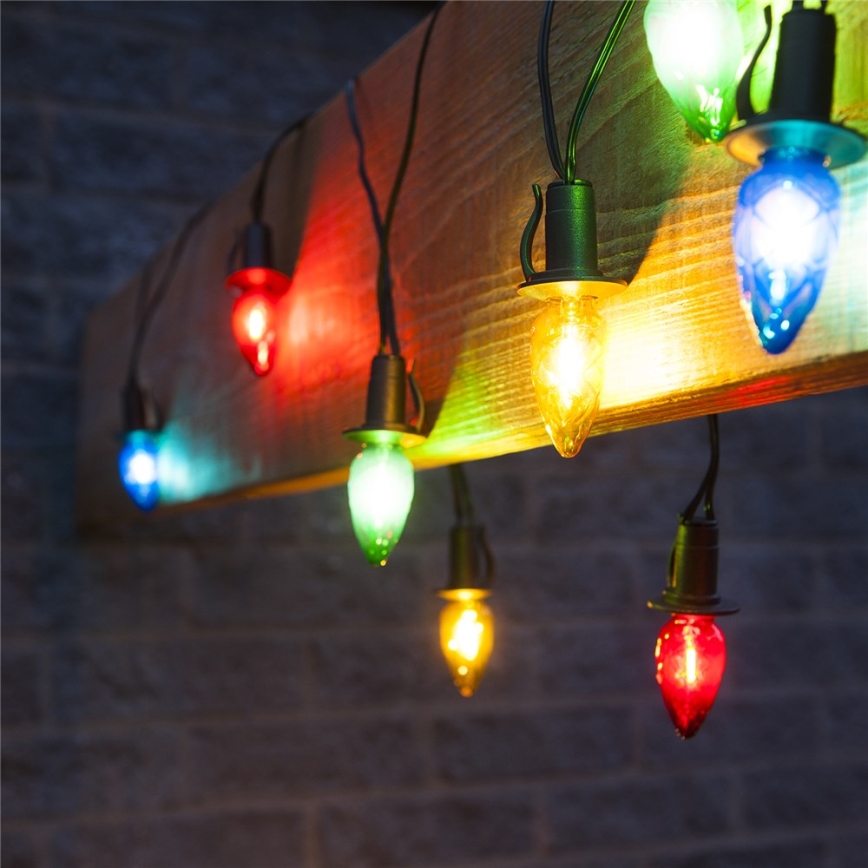 Επεκτάσιμη εξωτερική LED γιρλάντα CONE FILAMENT 20xE10 14m πολύχρωμη/ζεστό λευκό IP44, Κατασκευασμένο στην ΕΕ