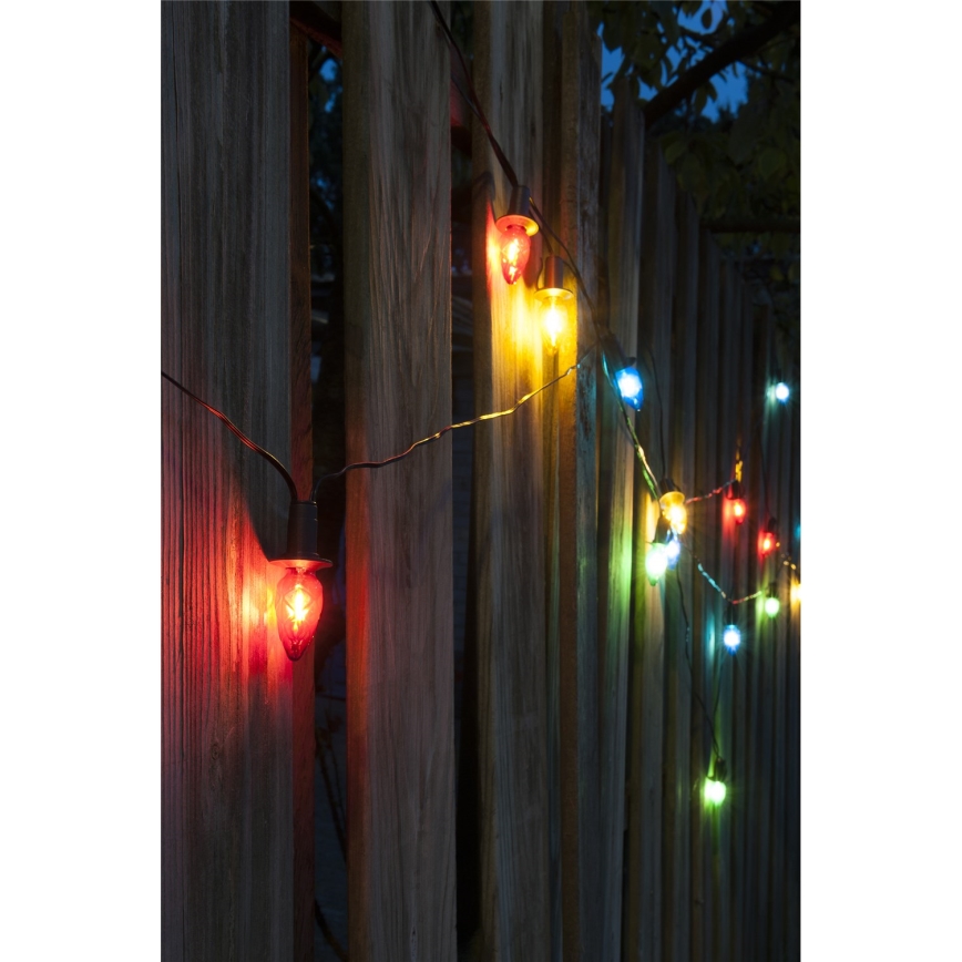 Επεκτάσιμη εξωτερική LED γιρλάντα CONE FILAMENT 20xE10 14m πολύχρωμη/ζεστό λευκό IP44, Κατασκευασμένο στην ΕΕ