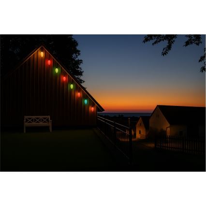 Επεκτάσιμη εξωτερική LED γιρλάντα CONE FILAMENT 20xE10 14m πολύχρωμη/ζεστό λευκό IP44, Κατασκευασμένο στην ΕΕ