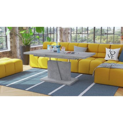 Επεκτεινόμενο τραπεζάκι σαλονιού/τραπέζι φαγητού με ανασηκούμενη επιφάνεια NINO γκρι μπετόν