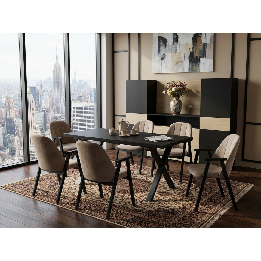 Επεκτεινόμενο τραπέζι φαγητού DOMO 150/190x80 cm μαύρο