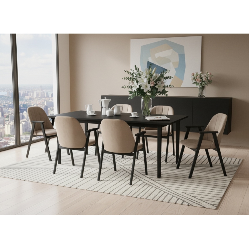 Επεκτεινόμενο τραπέζι φαγητού DOMO 150/190x80 cm μαύρο