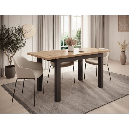 Επεκτεινόμενο τραπέζι φαγητού DOO 120/160x75 cm δρυς artisan/μαύρο
