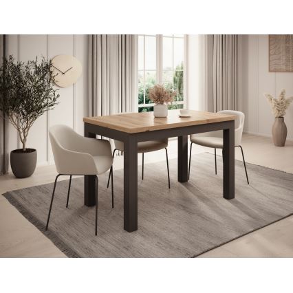 Επεκτεινόμενο τραπέζι φαγητού DOO 120/160x75 cm δρυς artisan/μαύρο