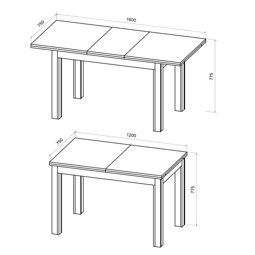 Επεκτεινόμενο τραπέζι φαγητού DOO 120/160x75 cm δρυς artisan/μαύρο