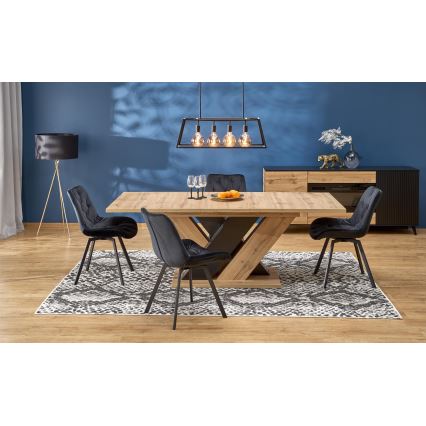 Επεκτεινόμενο τραπέζι φαγητού DROM 160/200 x 90 εκ., δρυς wotan/μαύρο