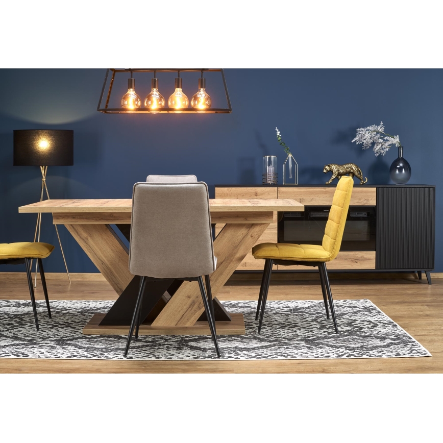 Επεκτεινόμενο τραπέζι φαγητού DROM 160/200 x 90 εκ., δρυς wotan/μαύρο