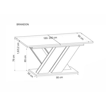 Επεκτεινόμενο τραπέζι φαγητού DROM 160/200 x 90 εκ., δρυς wotan/μαύρο