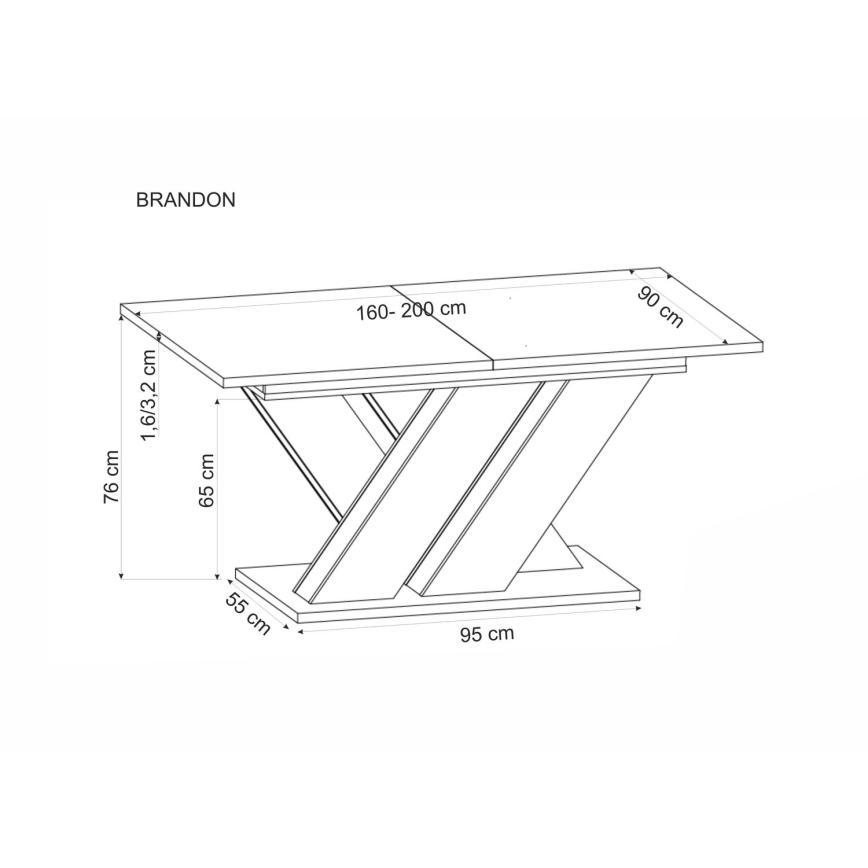 Επεκτεινόμενο τραπέζι φαγητού DROM 160/200 x 90 εκ., δρυς wotan/μαύρο