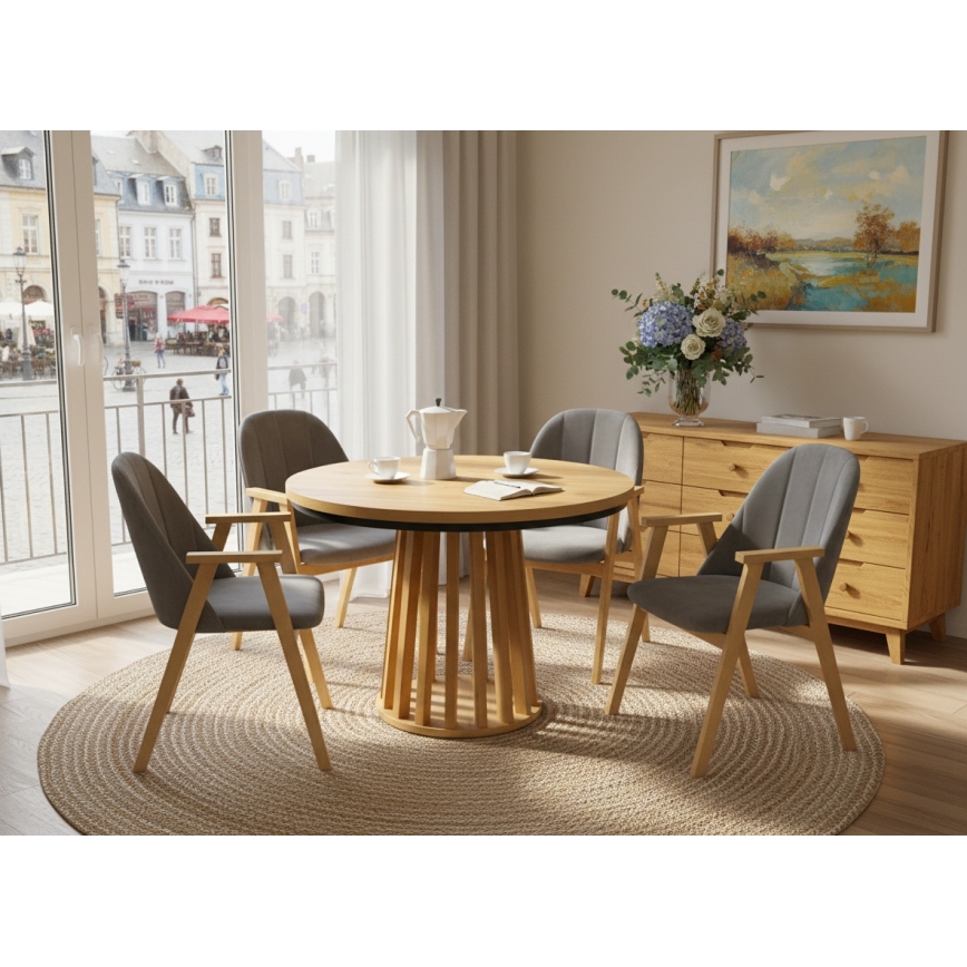 Επεκτεινόμενο τραπέζι φαγητού NEXUS 100/140x77 cm δρυς craft/μαύρο