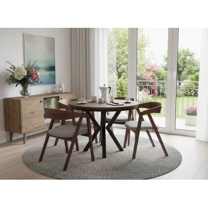 Επεκτεινόμενο τραπέζι τραπεζαρίας CONVI 100/140x73 cm δρυς Λευκάδας/μαύρο